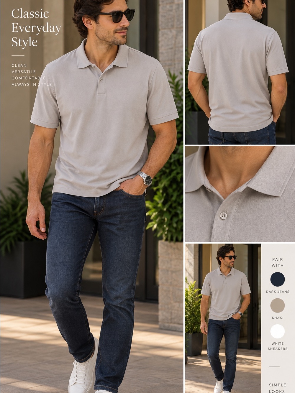 LuLulemon Men's Polo Shirt - Light Taupe